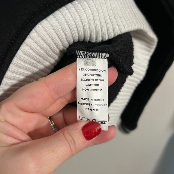 Tsuki Black Moon Pullover Sweatshirt XS Striped Trim Crewneck Casual Comfy - Picture 5 of 6